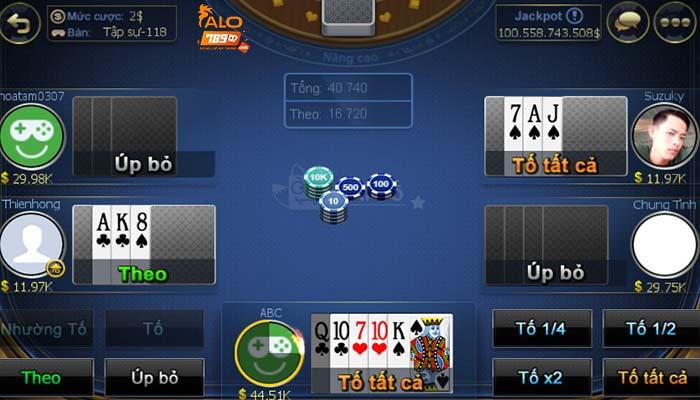 Giao diện hiện đại của Xì Tố Online tại Casino ALO789