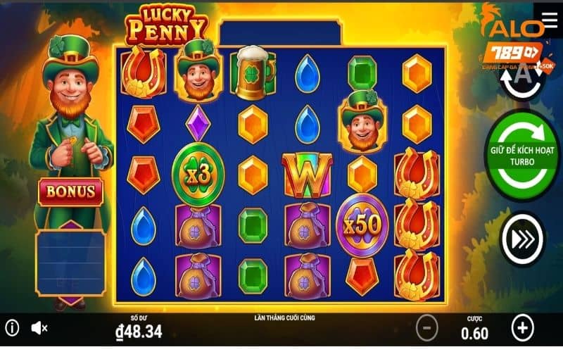 Giao diện thao tác chơi game Xu May Mắn