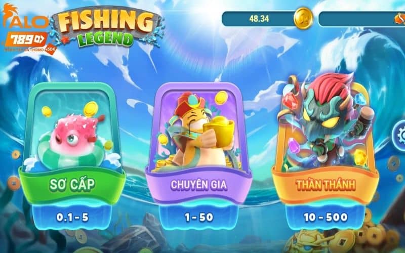 Huyền Thoại Bắn Cá có 3 phòng cược với mức độ khác nhau